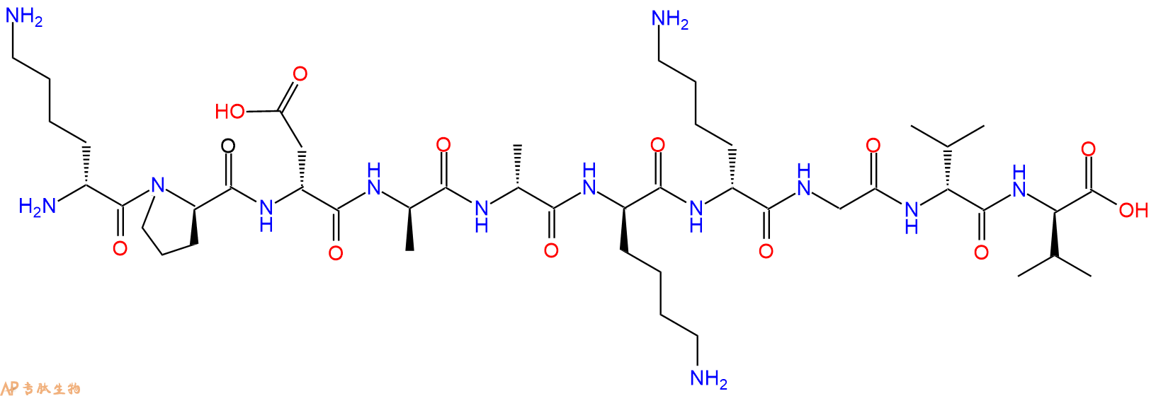 专肽生物产品H2N-DLys-DPro-DAsp-DAla-DAla-DLys-DLys-Gly-DVal-DV