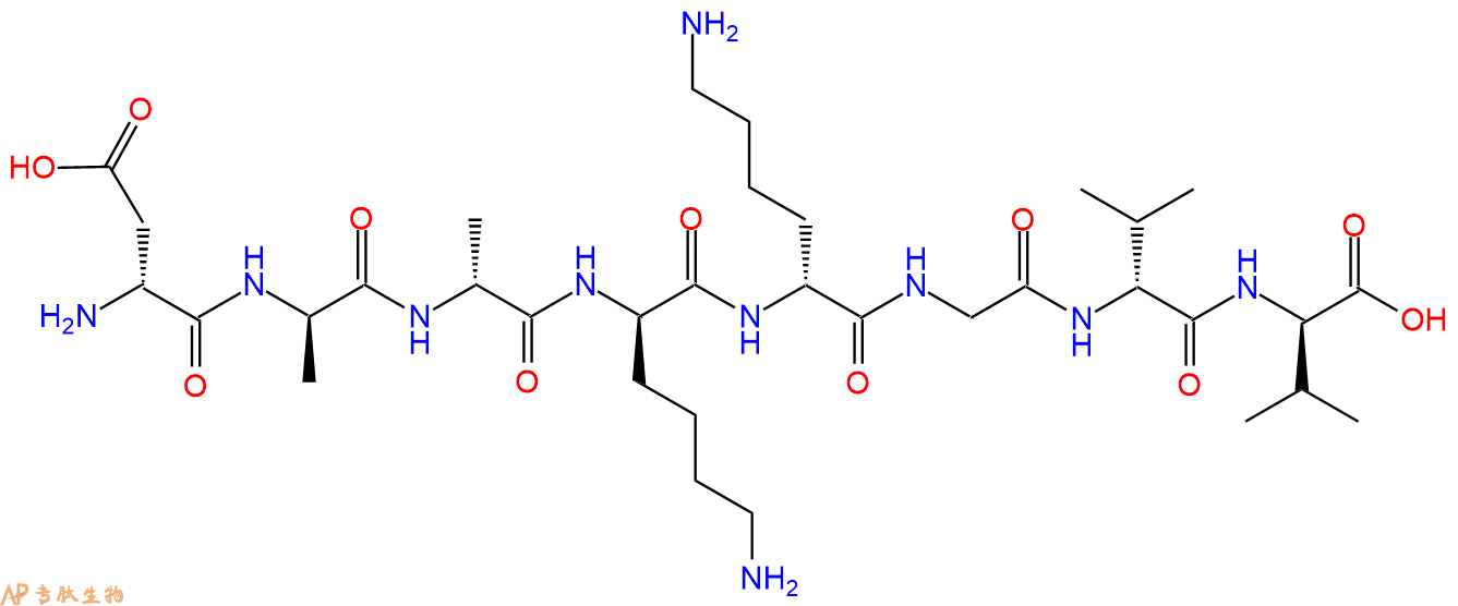 专肽生物产品H2N-DAsp-DAla-DAla-DLys-DLys-Gly-DVal-DVal-COOH