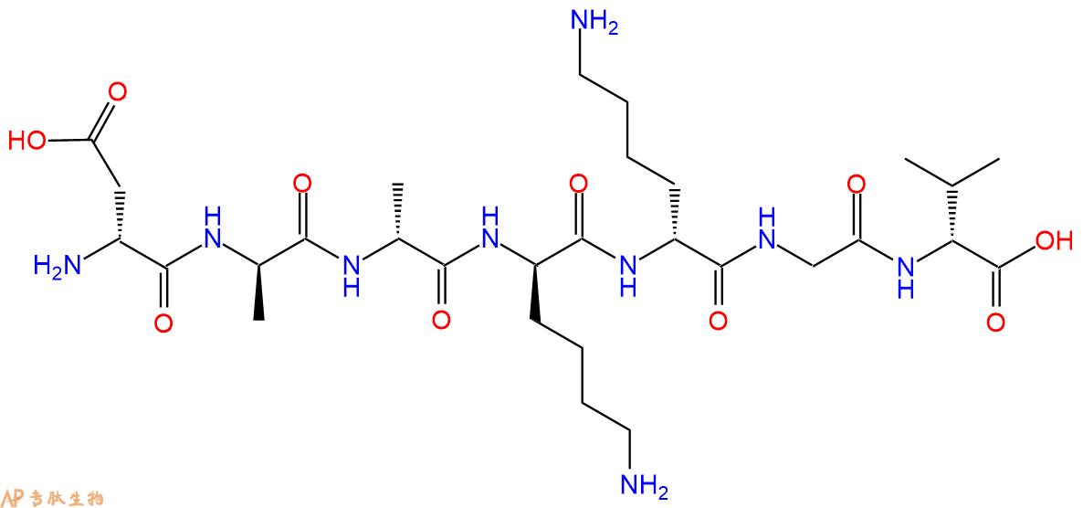 专肽生物产品H2N-DAsp-DAla-DAla-DLys-DLys-Gly-DVal-COOH