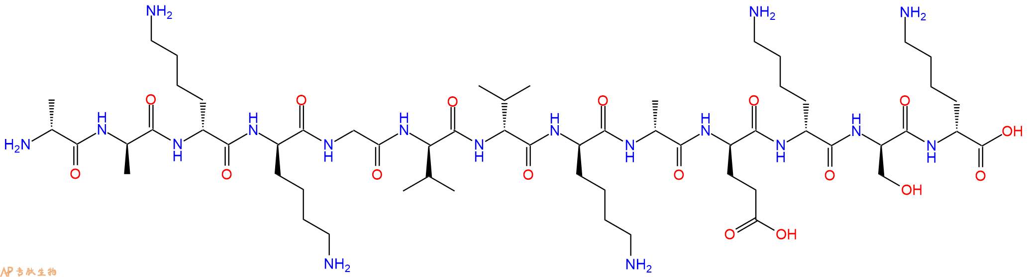 专肽生物产品H2N-DAla-DAla-DLys-DLys-Gly-DVal-DVal-DLys-DAla-DG