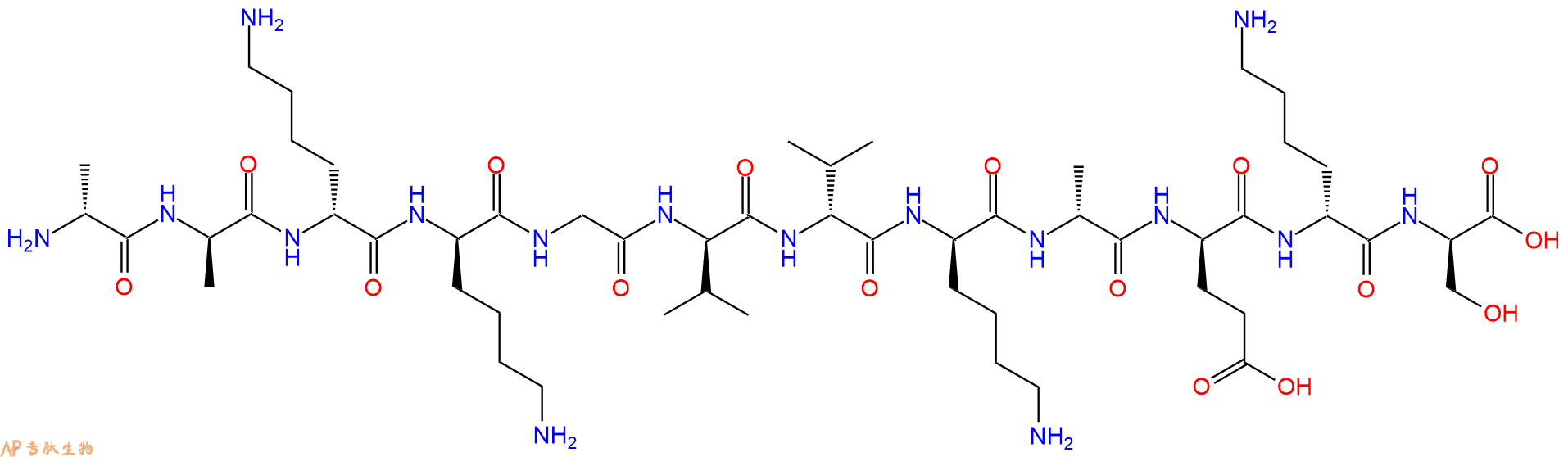 专肽生物产品H2N-DAla-DAla-DLys-DLys-Gly-DVal-DVal-DLys-DAla-DG