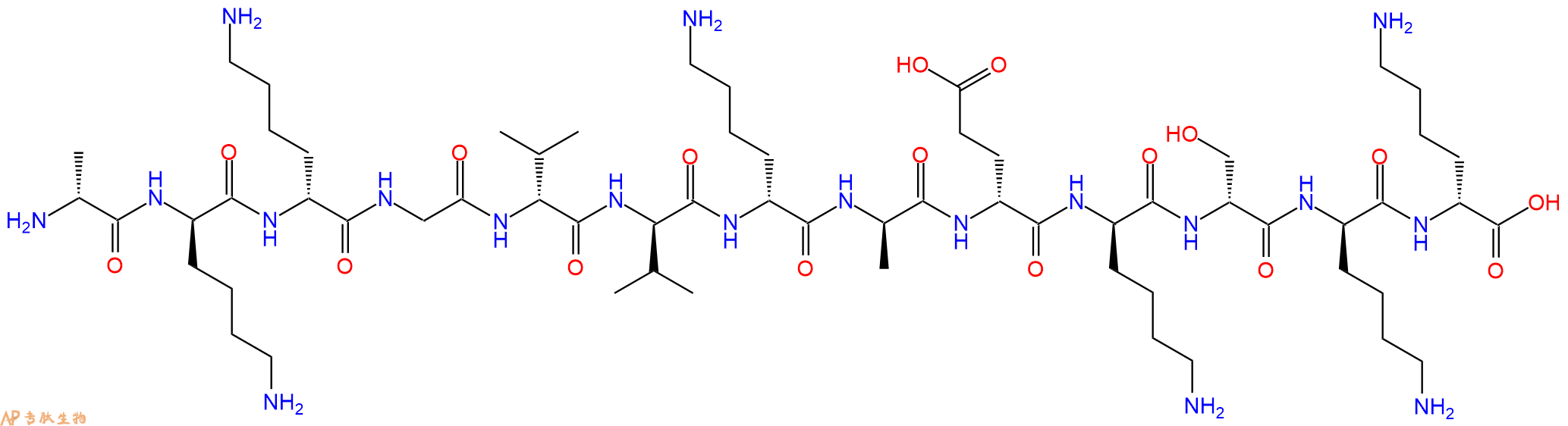 专肽生物产品H2N-DAla-DLys-DLys-Gly-DVal-DVal-DLys-DAla-DGlu-DL