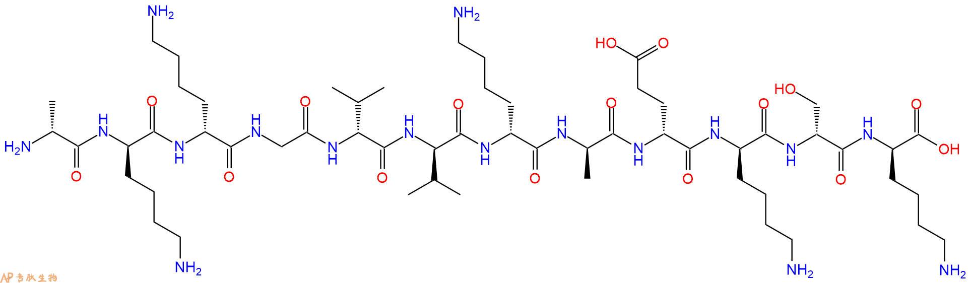 专肽生物产品H2N-DAla-DLys-DLys-Gly-DVal-DVal-DLys-DAla-DGlu-DL