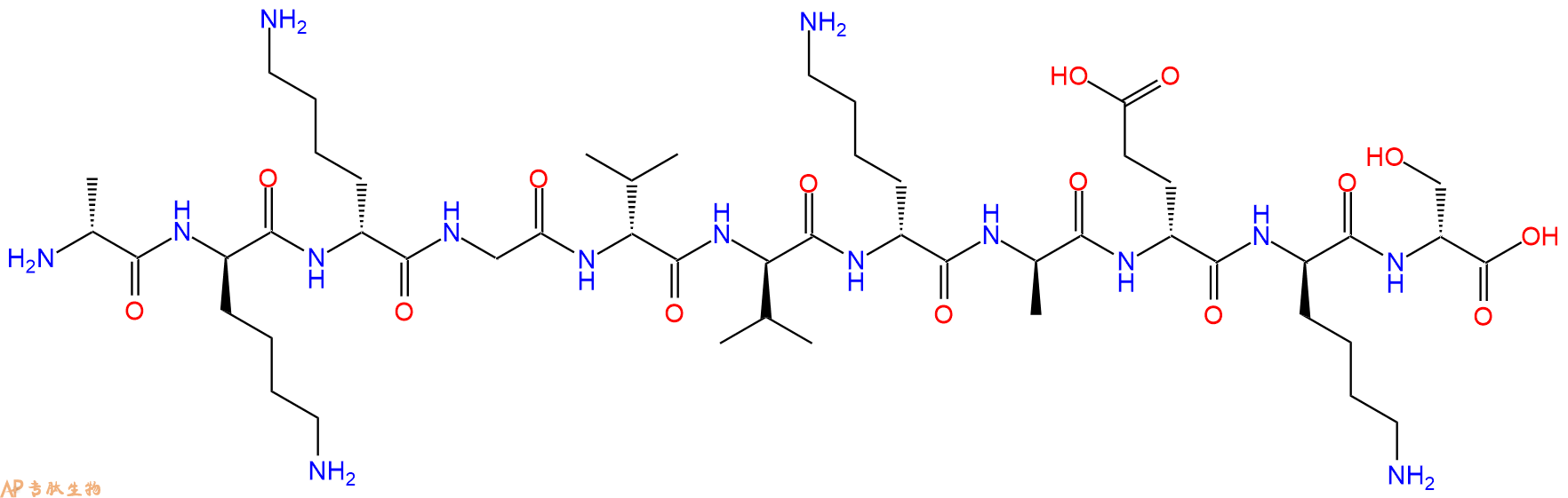 专肽生物产品H2N-DAla-DLys-DLys-Gly-DVal-DVal-DLys-DAla-DGlu-DL
