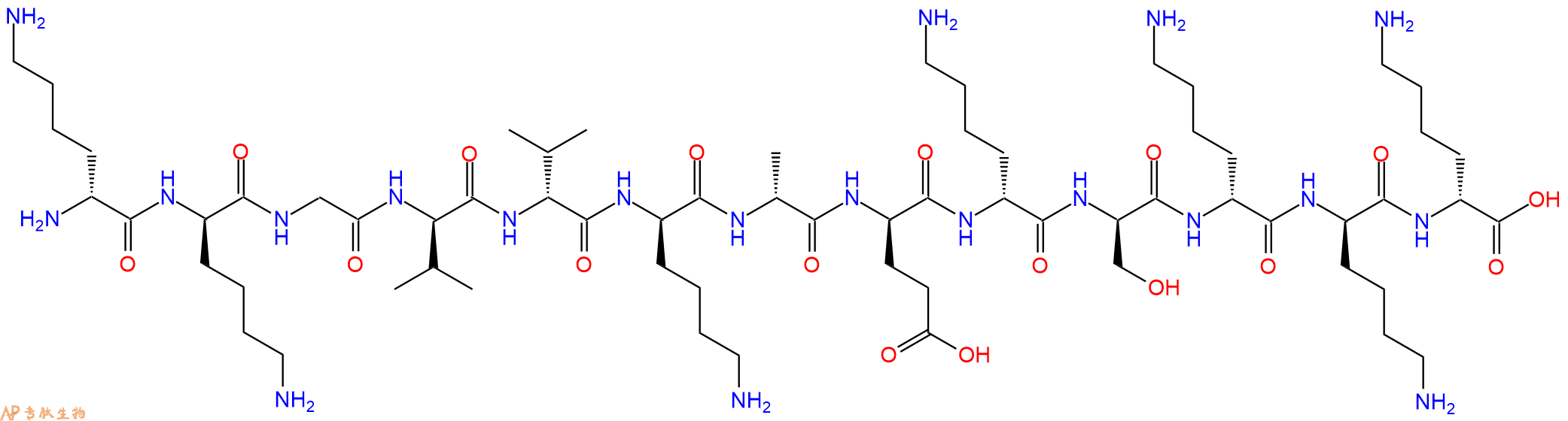 专肽生物产品H2N-DLys-DLys-Gly-DVal-DVal-DLys-DAla-DGlu-DLys-DS