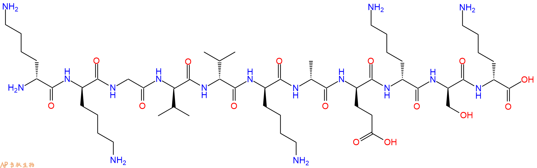 专肽生物产品H2N-DLys-DLys-Gly-DVal-DVal-DLys-DAla-DGlu-DLys-DS
