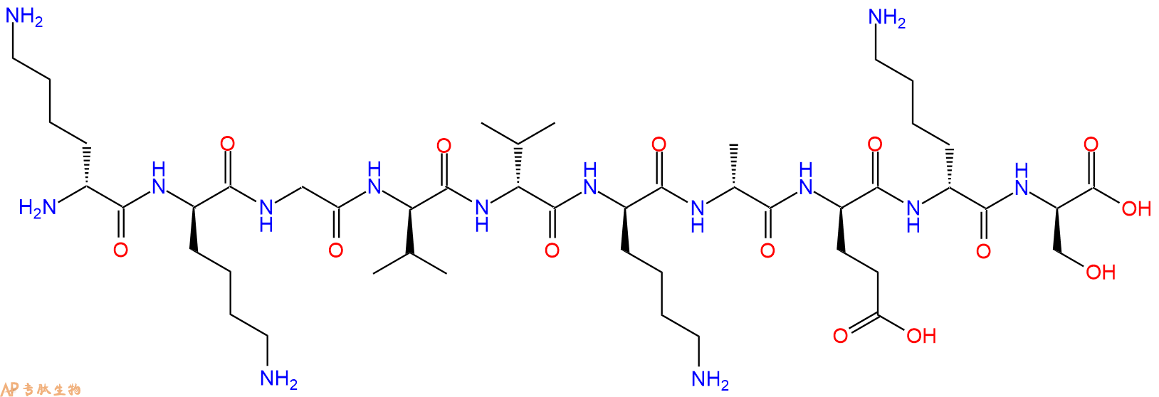 专肽生物产品H2N-DLys-DLys-Gly-DVal-DVal-DLys-DAla-DGlu-DLys-DS
