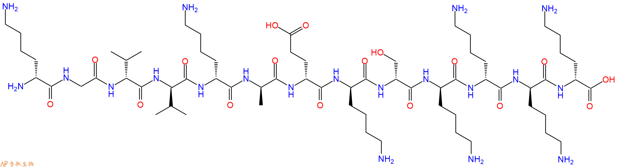 专肽生物产品H2N-DLys-Gly-DVal-DVal-DLys-DAla-DGlu-DLys-DSer-DL