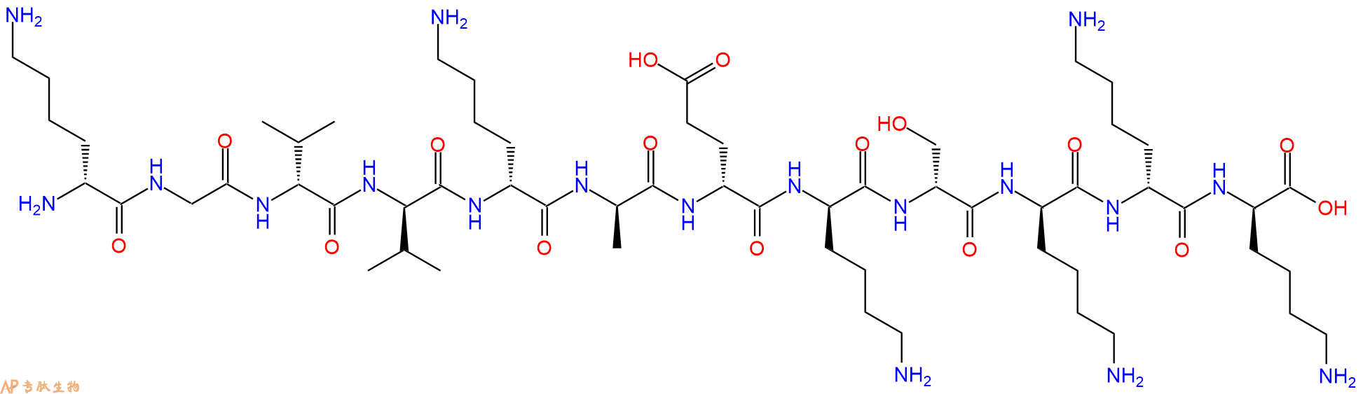 专肽生物产品H2N-DLys-Gly-DVal-DVal-DLys-DAla-DGlu-DLys-DSer-DL