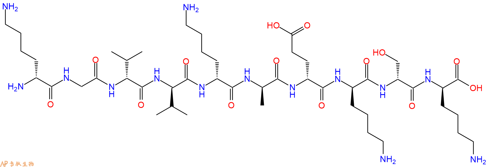 专肽生物产品H2N-DLys-Gly-DVal-DVal-DLys-DAla-DGlu-DLys-DSer-DL