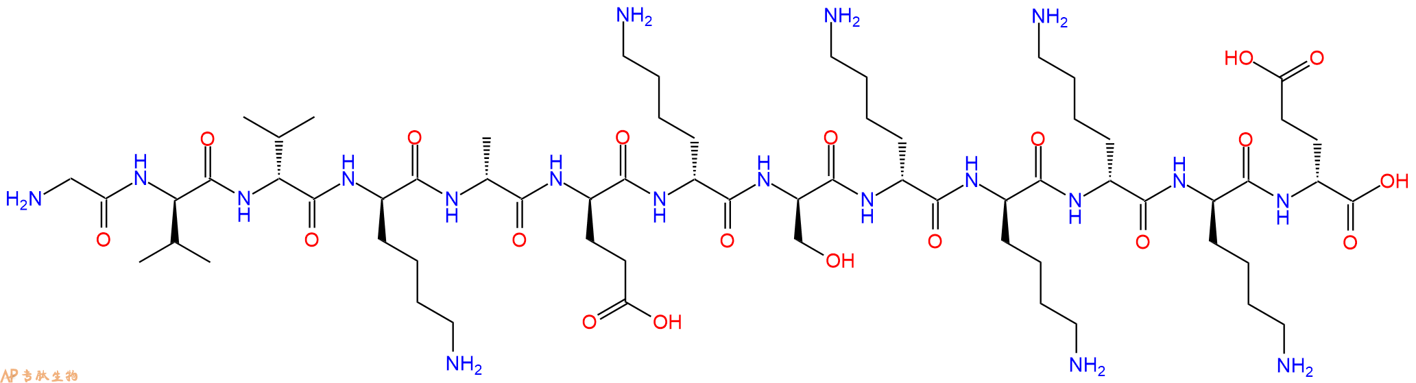 专肽生物产品H2N-Gly-DVal-DVal-DLys-DAla-DGlu-DLys-DSer-DLys-DL