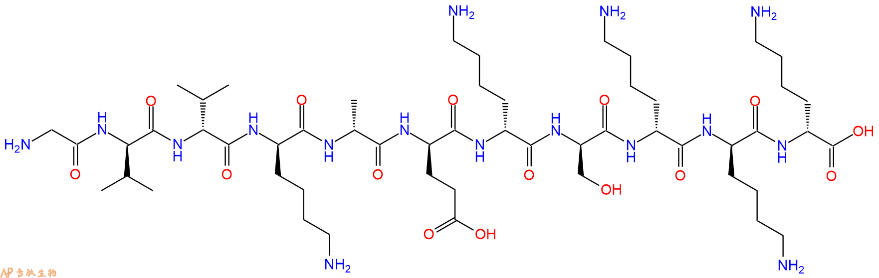 专肽生物产品H2N-Gly-DVal-DVal-DLys-DAla-DGlu-DLys-DSer-DLys-DL