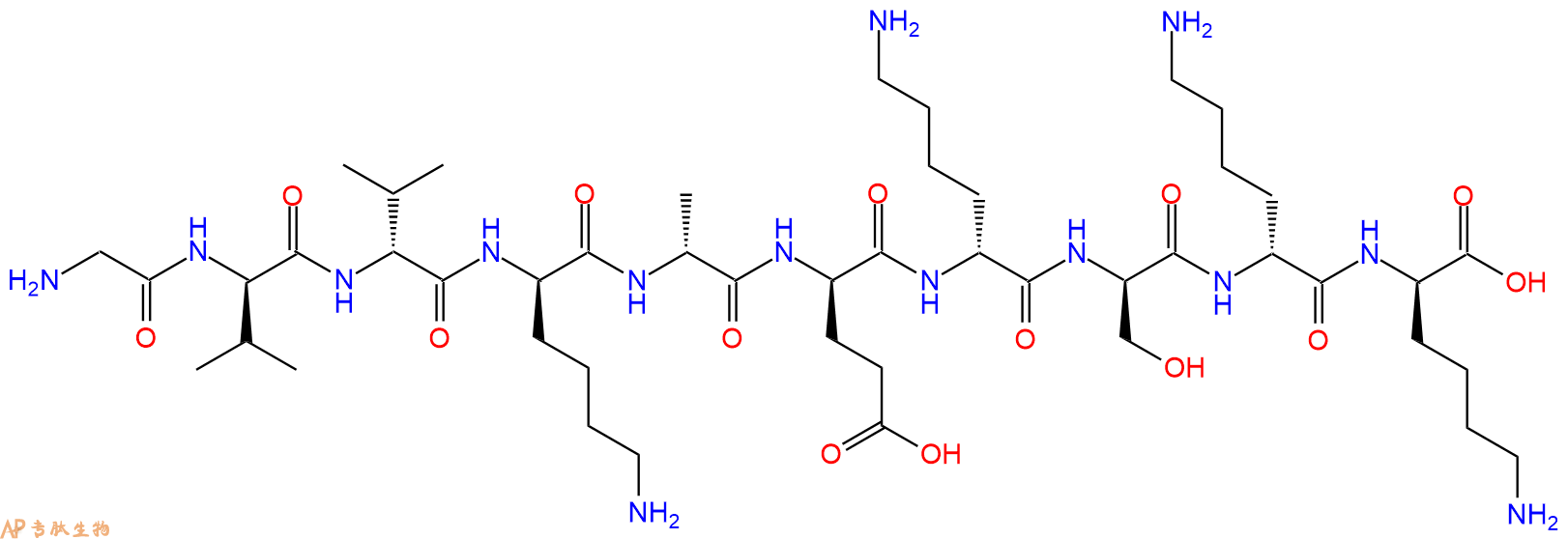 专肽生物产品H2N-Gly-DVal-DVal-DLys-DAla-DGlu-DLys-DSer-DLys-DL