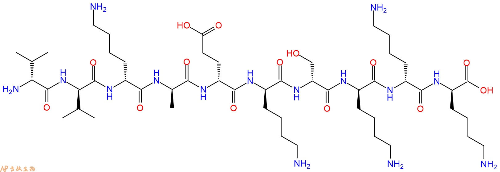 专肽生物产品H2N-DVal-DVal-DLys-DAla-DGlu-DLys-DSer-DLys-DLys-D