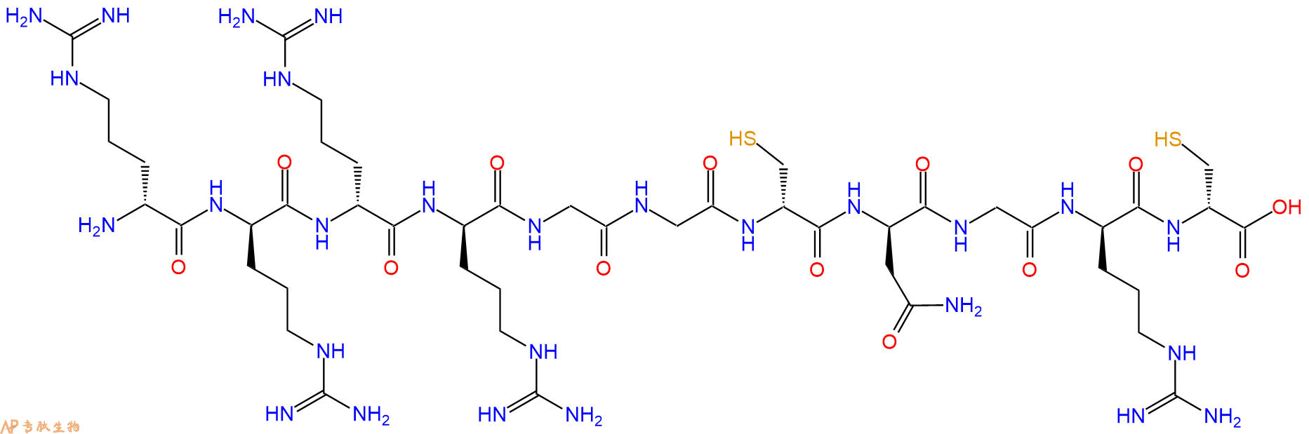 专肽生物产品H2N-DArg-DArg-DArg-DArg-Gly-Gly-DCys-DAsn-Gly-DArg