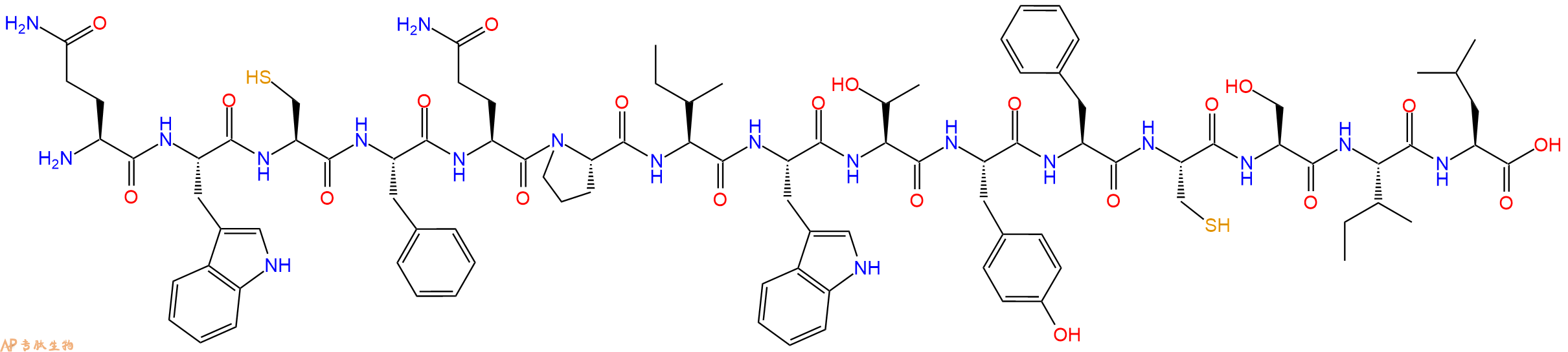 专肽生物产品H2N-Gln-Trp-Cys-Phe-Gln-Pro-Ile-Trp-Thr-Tyr-Phe-Cy