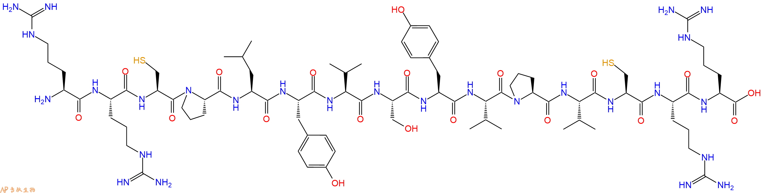 专肽生物产品H2N-Arg-Arg-Cys-Pro-Leu-Tyr-Val-Ser-Tyr-Val-Pro-Va