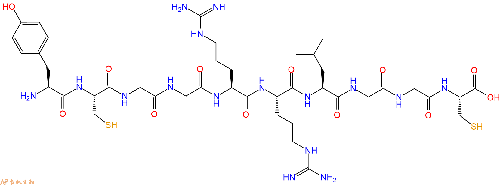 专肽生物产品H2N-Tyr-Cys-Gly-Gly-Arg-Arg-Leu-Gly-Gly-Cys-COOH
