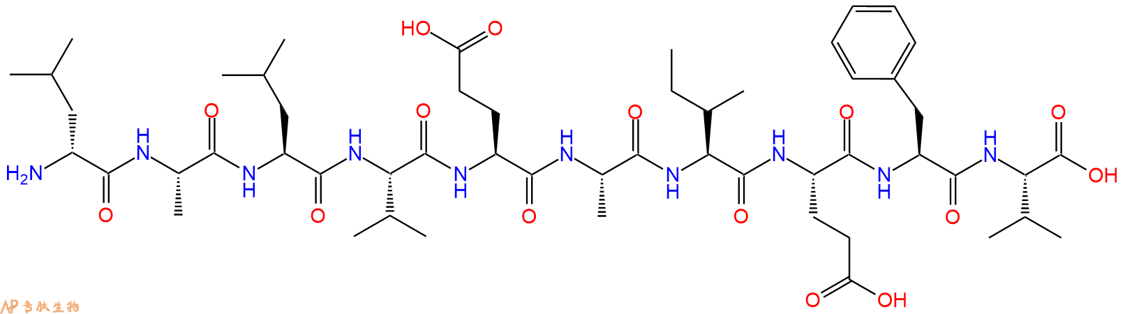 专肽生物产品H2N-DLeu-Ala-Leu-Val-Glu-Ala-Ile-Glu-Phe-Val-COOH