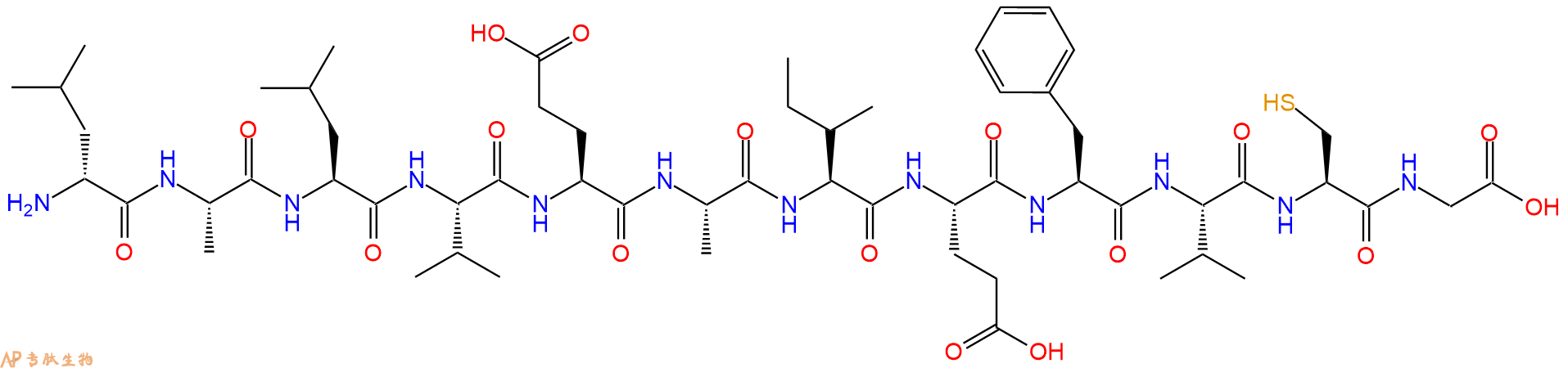 专肽生物产品H2N-DLeu-Ala-Leu-Val-Glu-Ala-Ile-Glu-Phe-Val-Cys-G