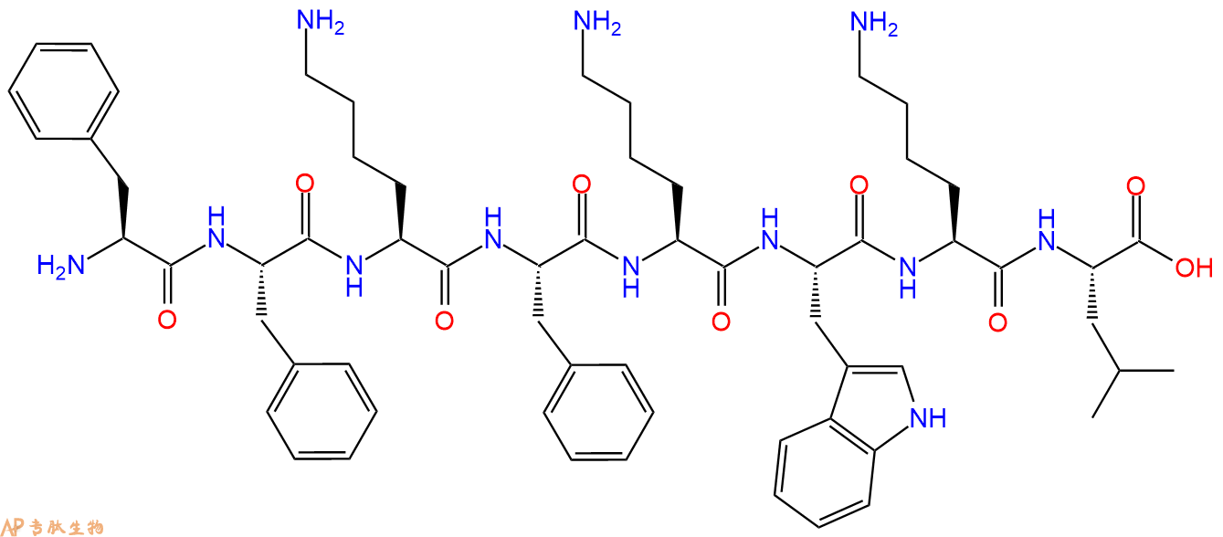 专肽生物产品H2N-Phe-Phe-Lys-Phe-Lys-Trp-Lys-Leu-COOH