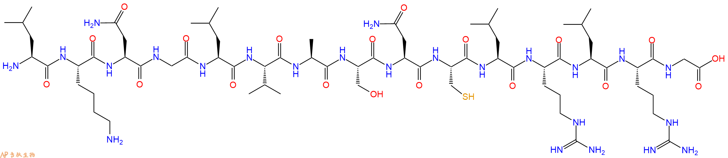 专肽生物产品H2N-Leu-Lys-Asn-Gly-Leu-Val-Ala-Ser-Asn-Cys-Leu-Ar