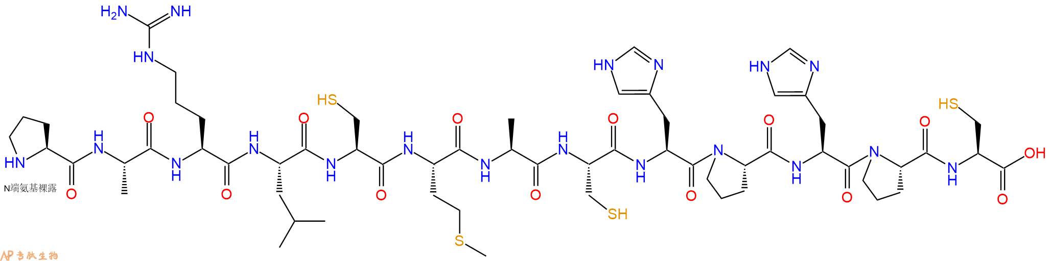 专肽生物产品H2N-Pro-Ala-Arg-Leu-Cys-Met-Ala-Cys-His-Pro-His-Pr
