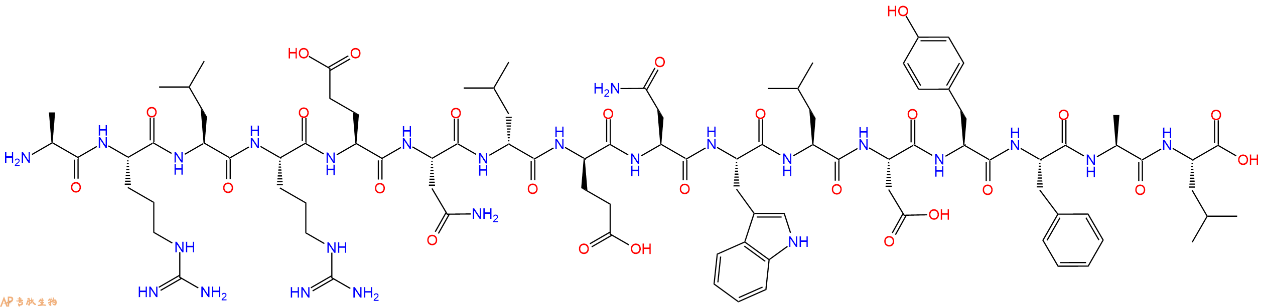 专肽生物产品H2N-Ala-Arg-Leu-Arg-Glu-Asn-DLeu-DGlu-Asn-Trp-Leu-