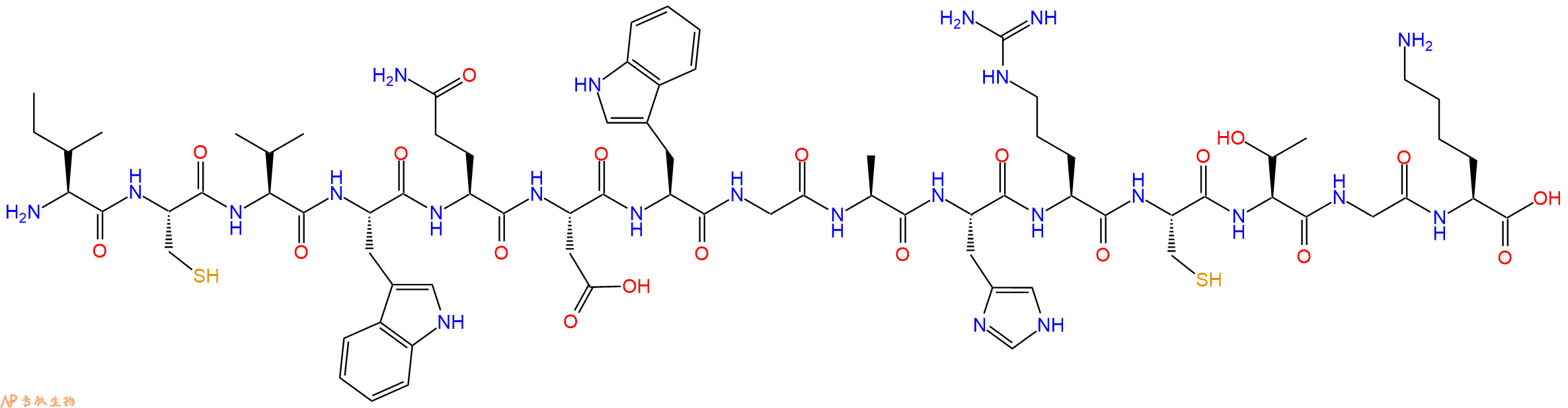 专肽生物产品H2N-Ile-Cys-Val-Trp-Gln-Asp-Trp-Gly-Ala-His-Arg-Cy