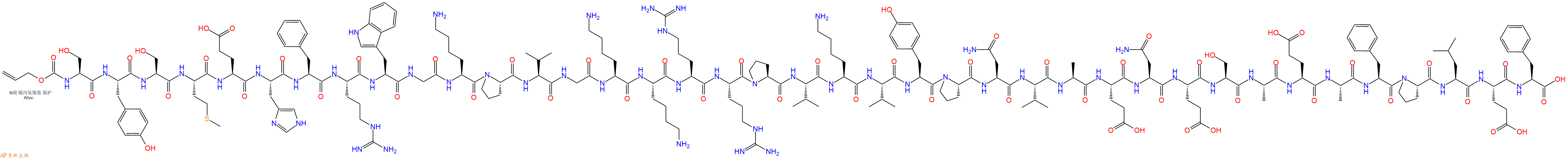 专肽生物产品Alloc-Ser-Tyr-Ser-Met-Glu-His-Phe-Arg-Trp-Gly-Lys-
