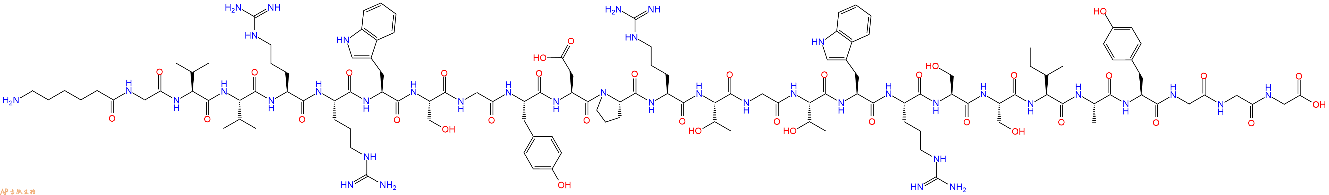 专肽生物产品H2N-Ahx-Gly-Val-Val-Arg-Arg-Trp-Ser-Gly-Tyr-Asp-Pr