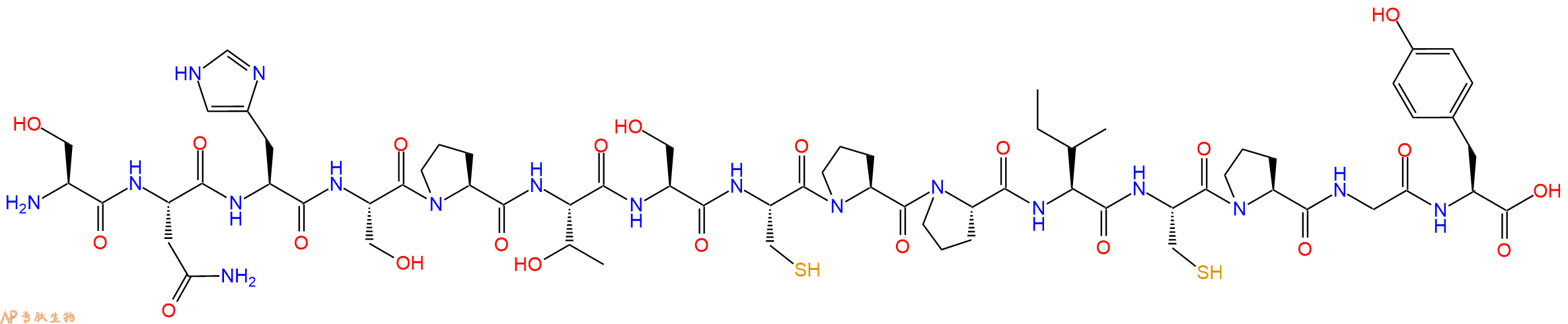 专肽生物产品H2N-Ser-Asn-His-Ser-Pro-Thr-Ser-Cys-Pro-Pro-Ile-Cy