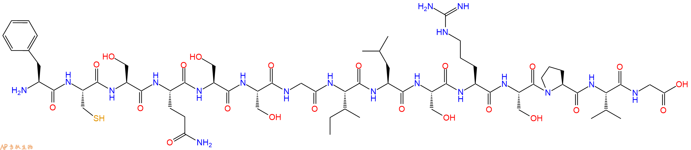 专肽生物产品H2N-Phe-Cys-Ser-Gln-Ser-Ser-Gly-Ile-Leu-Ser-Arg-Se