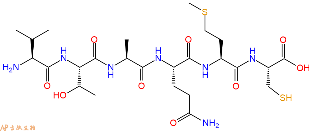专肽生物产品H2N-Val-Thr-Ala-Gln-Met-Cys-COOH