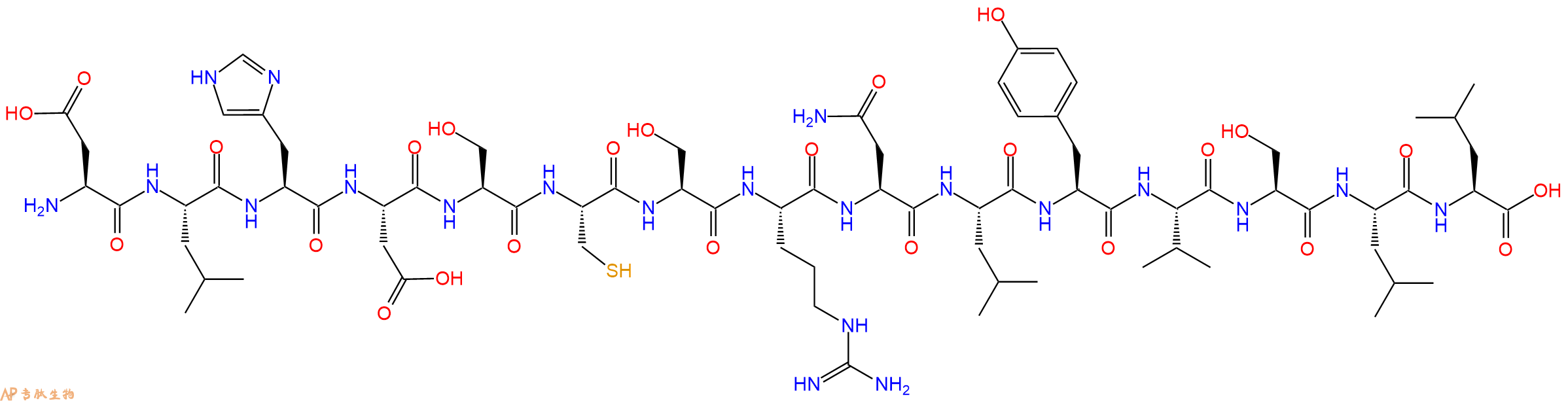 专肽生物产品H2N-Asp-Leu-His-Asp-Ser-Cys-Ser-Arg-Asn-Leu-Tyr-Va