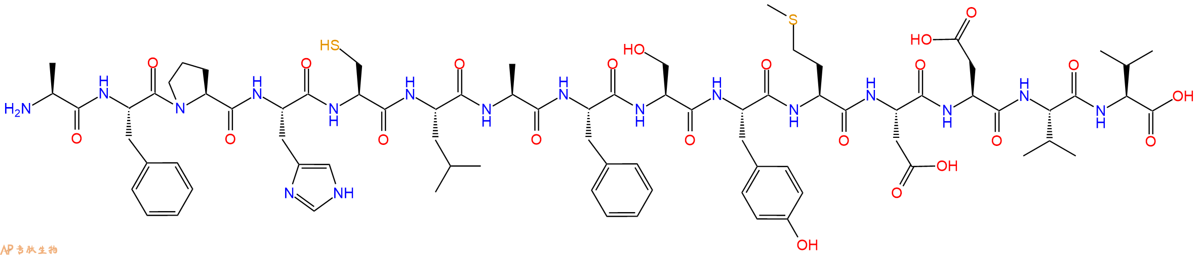 专肽生物产品H2N-Ala-Phe-Pro-His-Cys-Leu-Ala-Phe-Ser-Tyr-Met-As