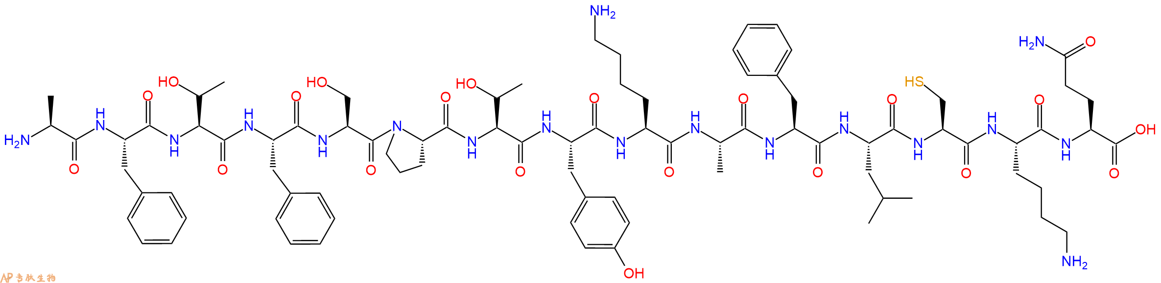 专肽生物产品H2N-Ala-Phe-Thr-Phe-Ser-Pro-Thr-Tyr-Lys-Ala-Phe-Le