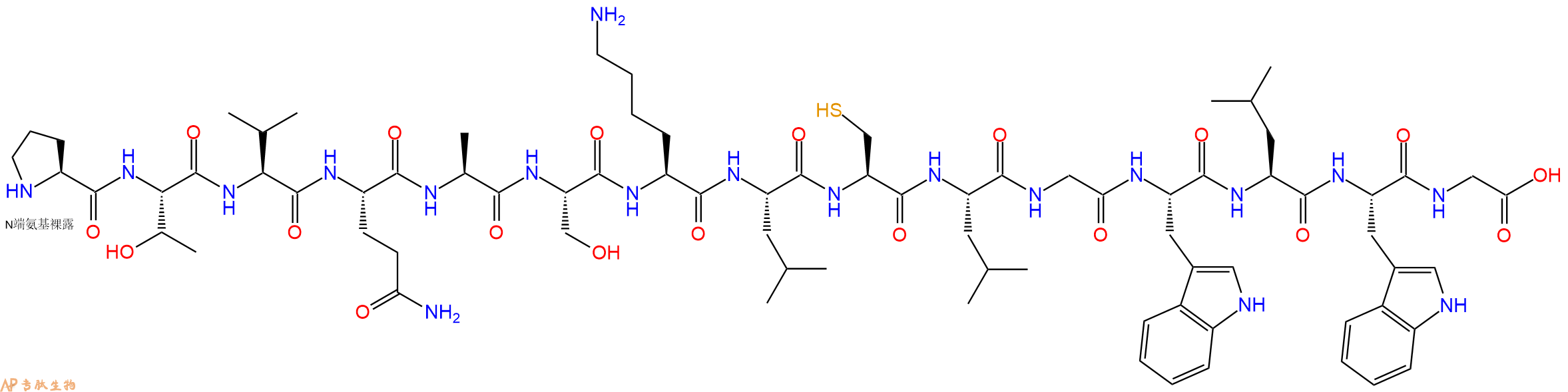专肽生物产品H2N-Pro-Thr-Val-Gln-Ala-Ser-Lys-Leu-Cys-Leu-Gly-Tr
