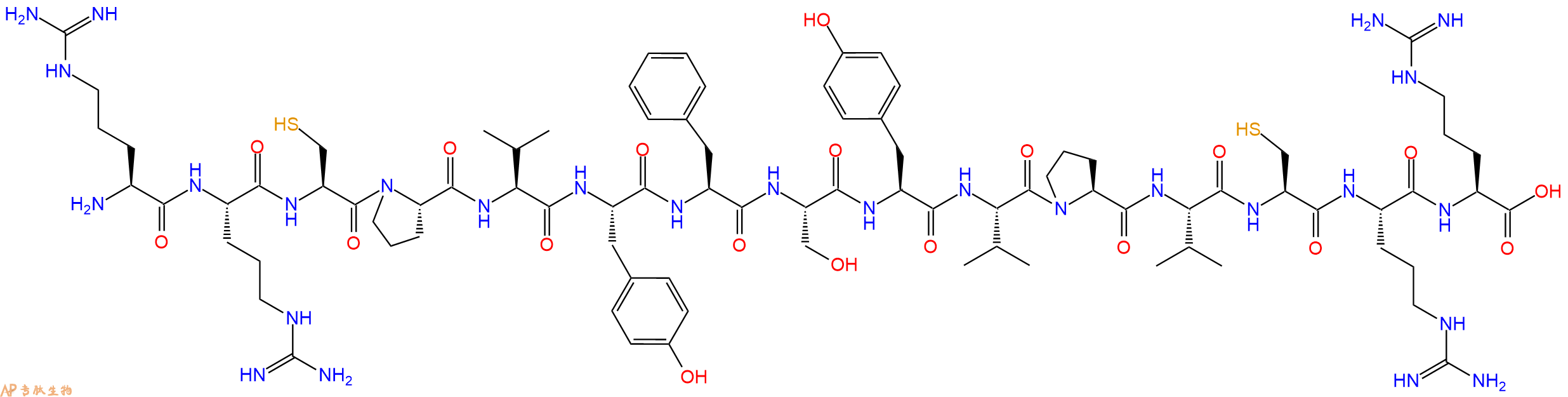 专肽生物产品H2N-Arg-Arg-Cys-Pro-Val-Tyr-Phe-Ser-Tyr-Val-Pro-Va