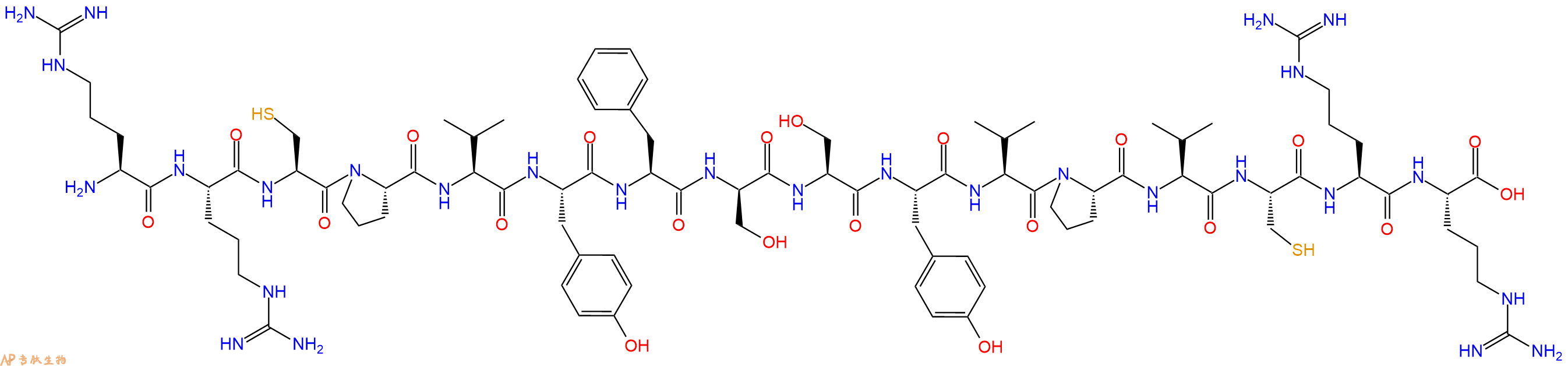 专肽生物产品H2N-Arg-Arg-Cys-Pro-Val-Tyr-Phe-DSer-Ser-Tyr-Val-P