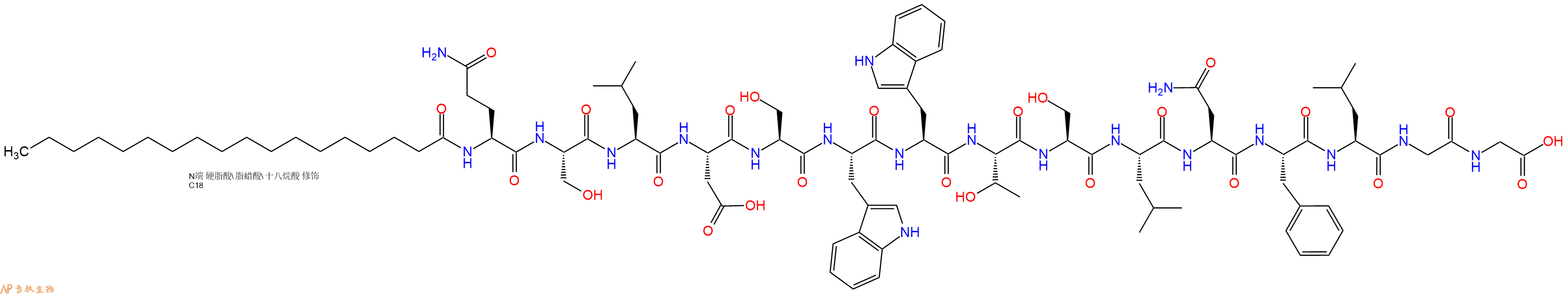 专肽生物产品Stearicacid-Gln-Ser-Leu-Asp-Ser-Trp-Trp-Thr-Ser-Le