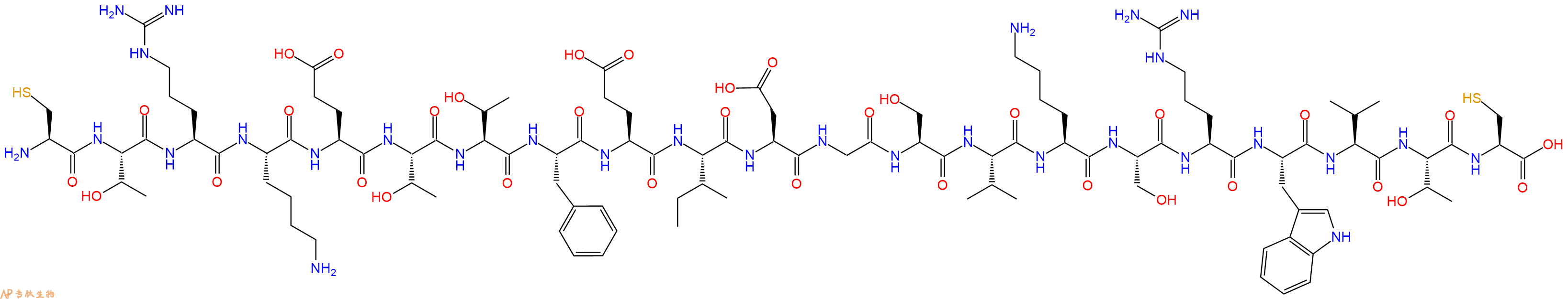 专肽生物产品H2N-Cys-Thr-Arg-Lys-Glu-Thr-Thr-Phe-Glu-Ile-Asp-Gl
