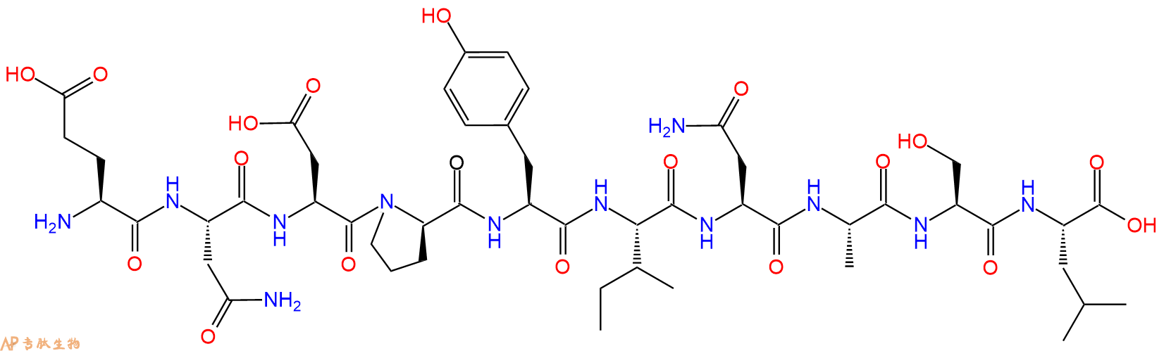 专肽生物产品H2N-Glu-Asn-Asp-DPro-Tyr-Ile-Asn-Ala-Ser-Leu-COOH
