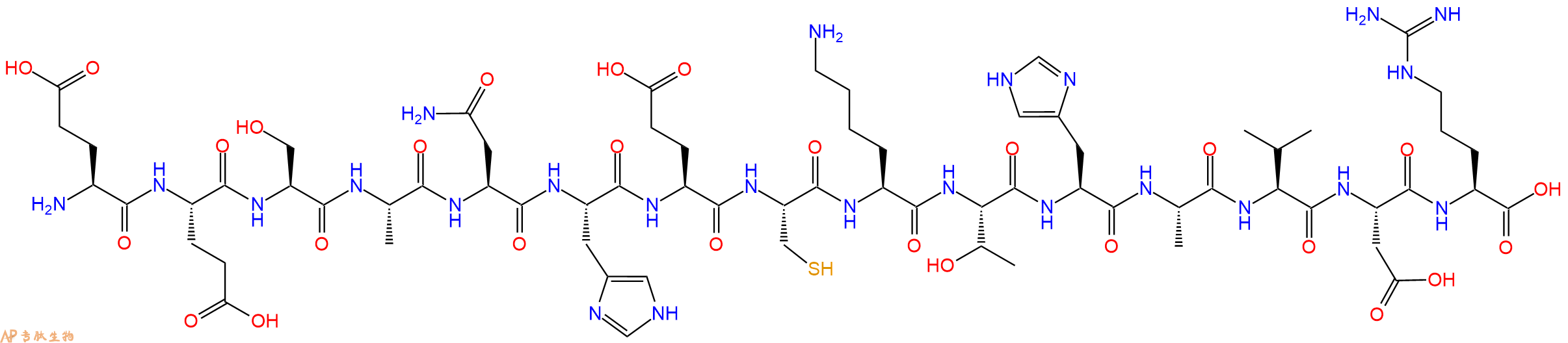 专肽生物产品H2N-Glu-Glu-Ser-Ala-Asn-His-Glu-Cys-Lys-Thr-His-Al