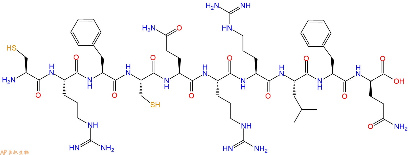 专肽生物产品H2N-Cys-Arg-Phe-Cys-Gln-Arg-Arg-Leu-Phe-DGln-COOH