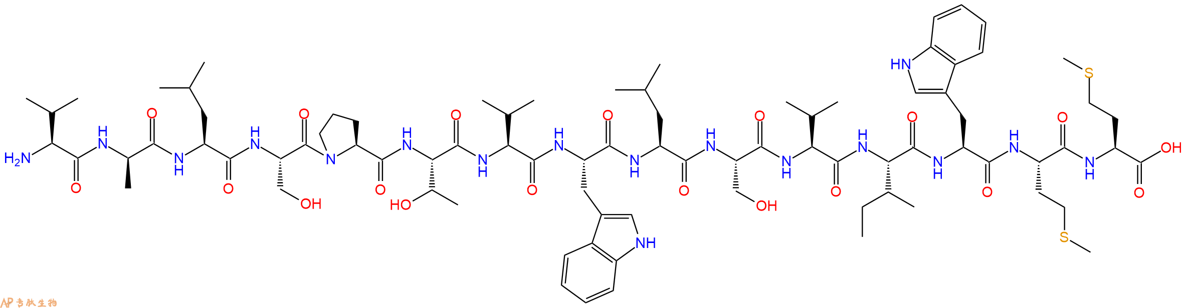 专肽生物产品H2N-Val-DAla-Leu-Ser-Pro-Thr-Val-Trp-Leu-Ser-Val-I