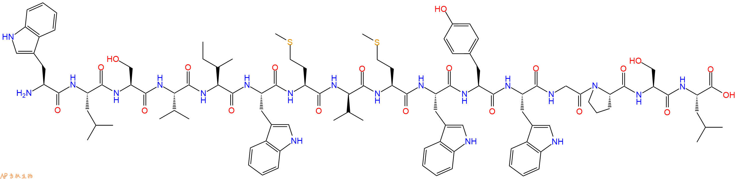 专肽生物产品H2N-Trp-Leu-Ser-Val-Ile-Trp-Met-DVal-Met-Trp-Tyr-T