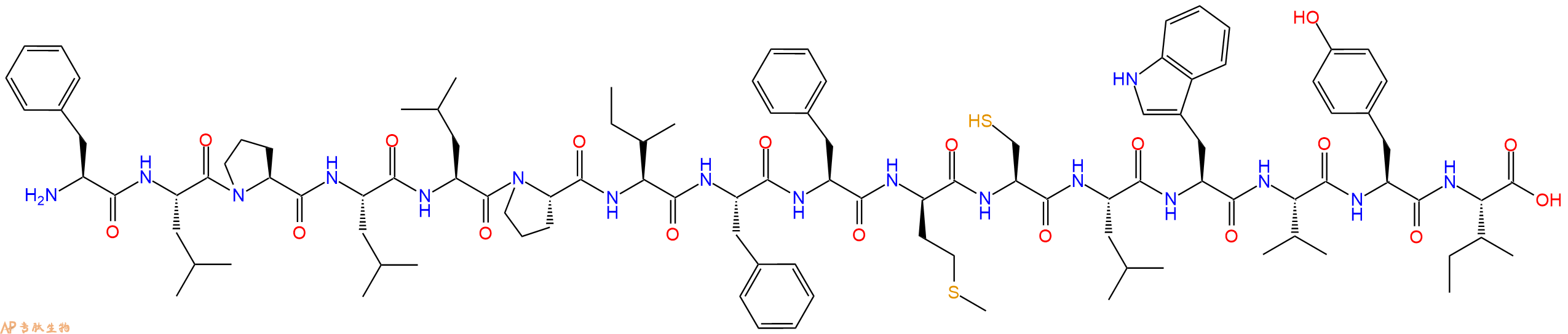专肽生物产品H2N-Phe-Leu-Pro-Leu-Leu-Pro-Ile-Phe-Phe-DMet-Cys-L