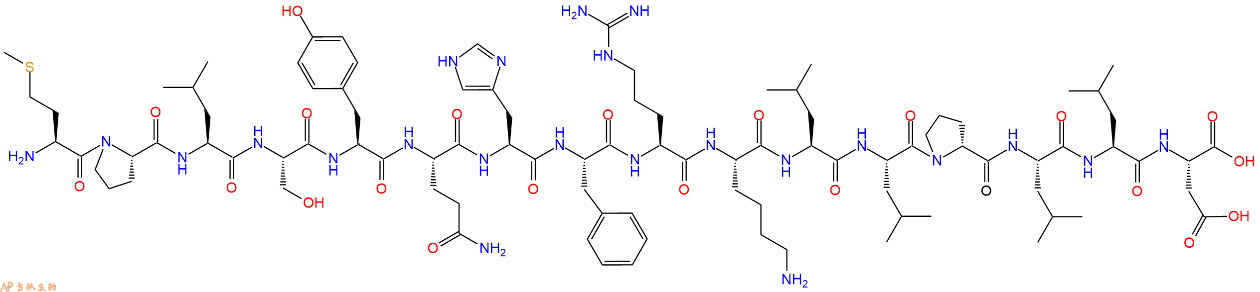 专肽生物产品H2N-Met-Pro-Leu-Ser-Tyr-Gln-His-Phe-Arg-Lys-Leu-Le