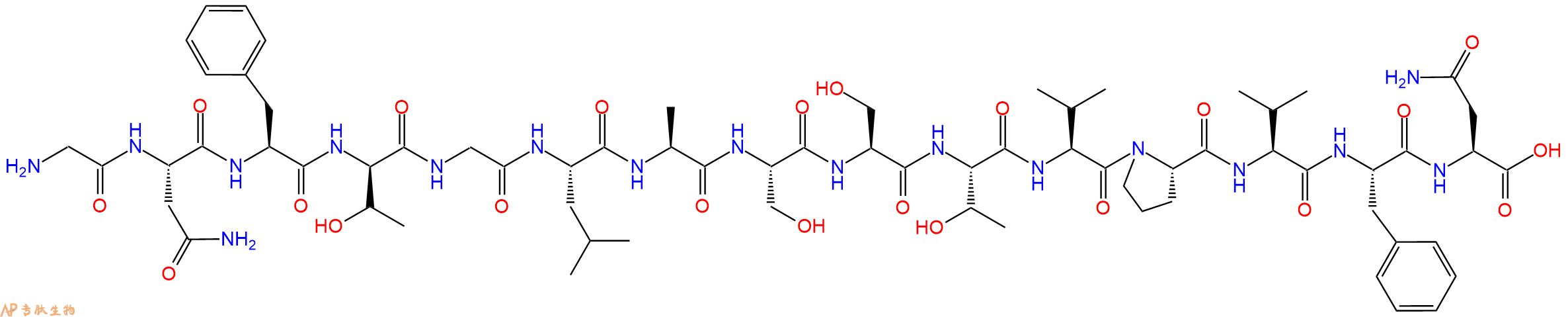 专肽生物产品H2N-Gly-Asn-Phe-DThr-Gly-Leu-Ala-Ser-Ser-Thr-Val-P